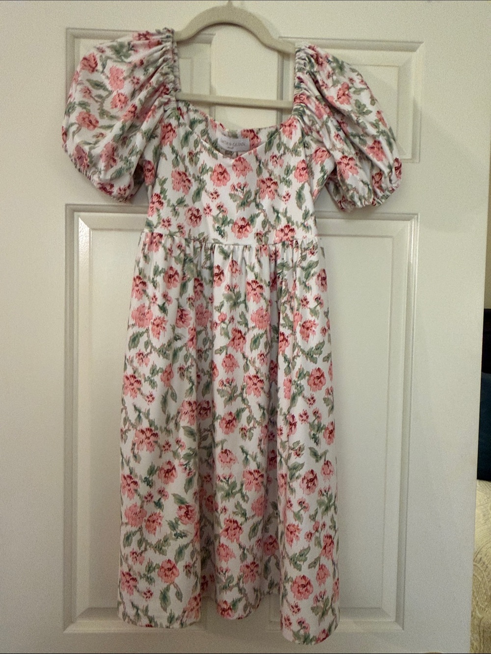 Smith and Quinn Floral Puff Sleeve Midi Dress - Pink & Green